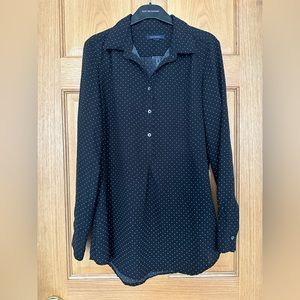 Lands’ End black and white polka dot tunic blouse size 8